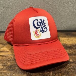 Colt 45 Malt Liquor Trucker Beer Rope Hat Mesh Snapback Cap Horseshoe Bronco Log